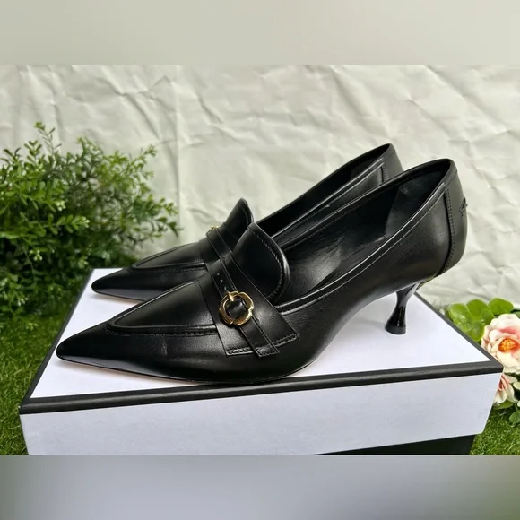 Larroudé women Susan Pump In Black Leather size 8.5 $330 gently used
